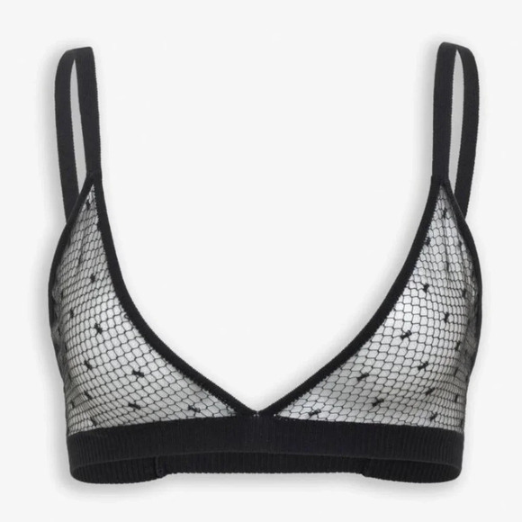 ALAÏA Sheer Bra in Noir Black 36 Womens Sheer Swiss Dot Bralette - Picture 10 of 15